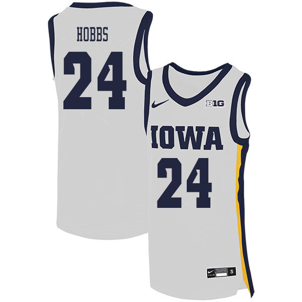 2020 Men #24 Nicolas Hobbs Iowa Hawkeyes College Basketball Jerseys Sale-White